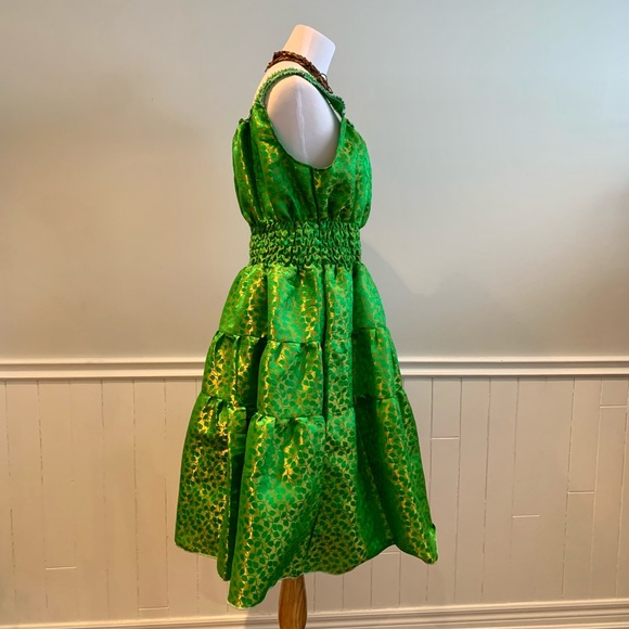 Beautiful vintage handmade green and gold dress - Picture 5 of 8